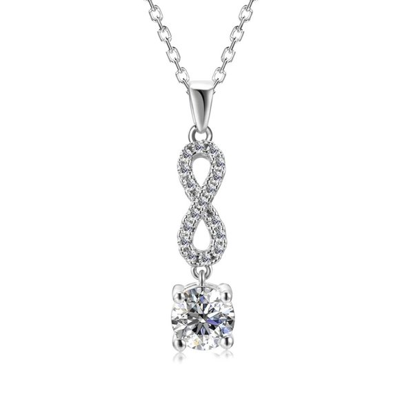 Certified 1ct. t.w. Diamond Eternity Necklace 18k White Gold over Italy …